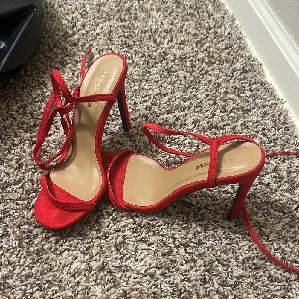 Fashion Nova Red Strappy Heels